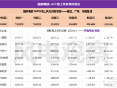 9家整機(jī)商競標(biāo)，最低價(jià)2100元/kW！國家電投16GW海上風(fēng)電機(jī)組集采開標(biāo)！